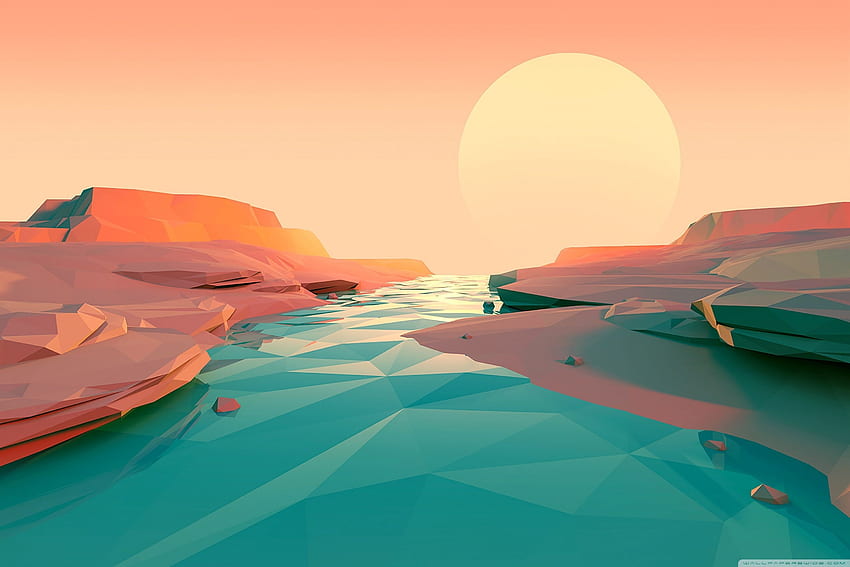 Low Poly River Landscape Design Ultra Background for : & UltraWide & Laptop : Multi Display, Dual & Triple Monitor : Tablet : Smartphone, Landscape Architecture HD wallpaper