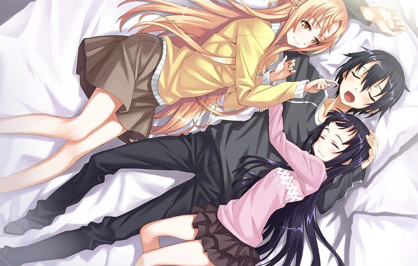Liebe, Spiel, glücklich, Lächeln, Anime, hübsch, Harmonie, MMORPG, brünett, Bett, asiatisch, süß, Manga, hübsches Mädchen, Glück, schlafen für , Abschnitt сёнэн, Dornröschen Anime HD-Hintergrundbild