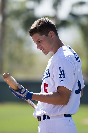 Download Corey Seager Blowing Bubblegum During Game Wallpaper