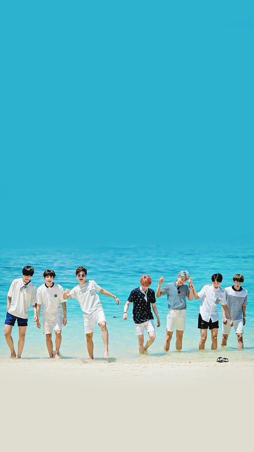 BTS BTS spiaggia estiva Blu. Telefono BTS, ho bisogno di U BTS Sfondo del telefono HD