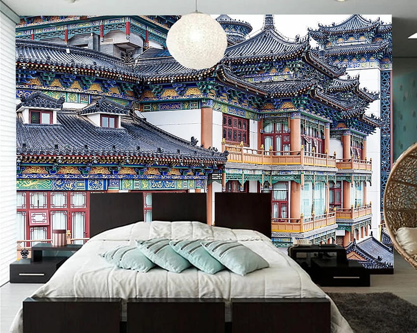 Antik Çin mimarisi 3D papel de pared, oturma odası tv duvarı yatak odası duvar kağıtları ev dekorasyonu restoran duvar resmi. . - AliExpress HD duvar kağıdı