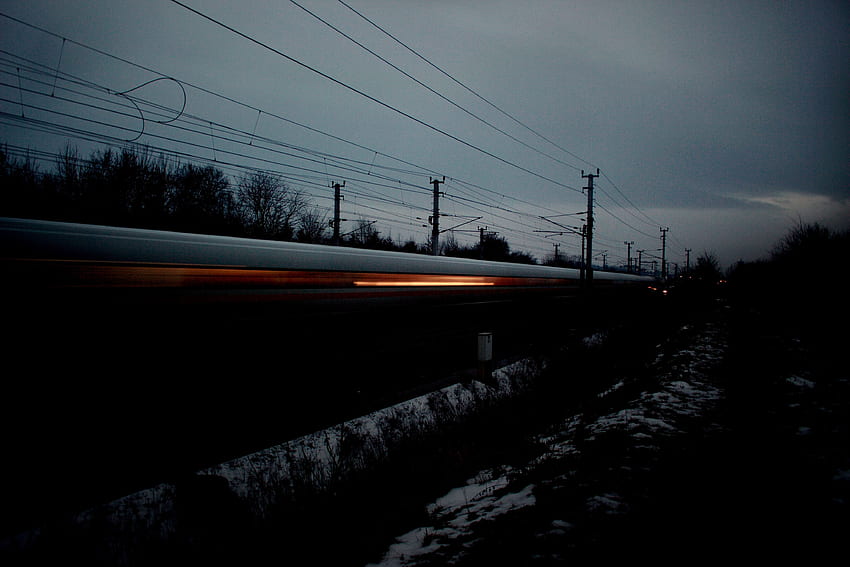 Night, Dark, Movement, Traffic, Wires, Wire, Train HD wallpaper