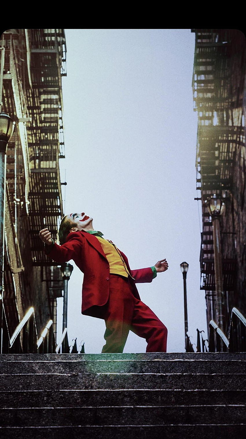 Wziąłem plakat Jokera, usunąłem cały tekst, trochę go zredagowałem, Joker Stairs Tapeta na telefon HD
