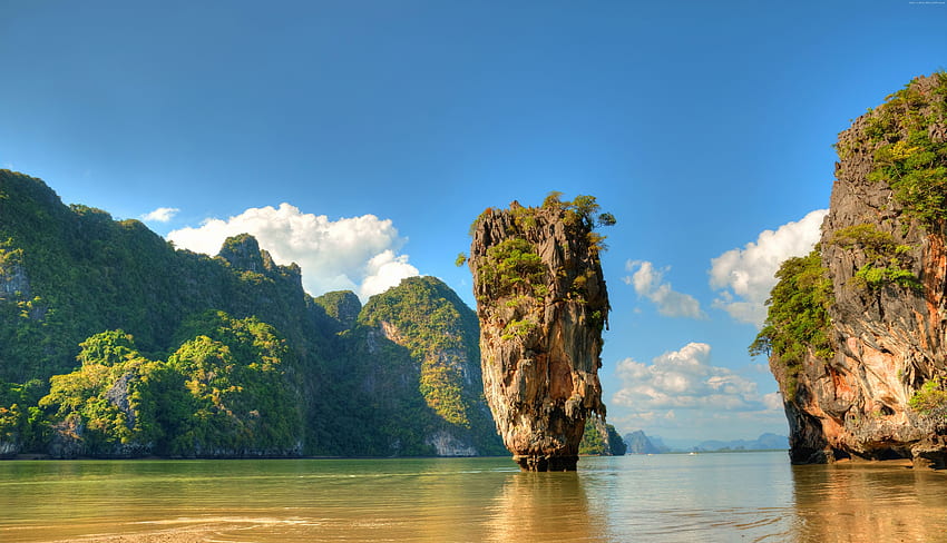 Ko Tapu, Thailand, islands, mountains, rocks, ocean, Thailand Landscape HD wallpaper