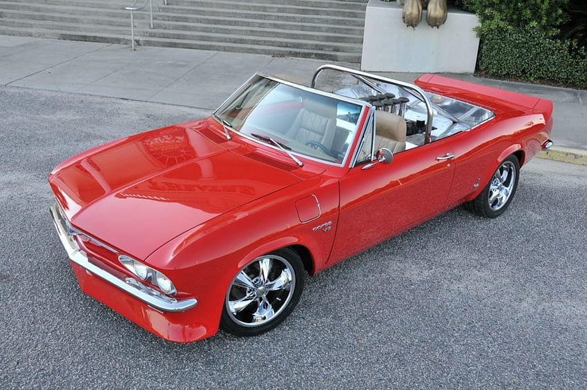 1965-Chevrolet-Corvair-V8, Classic, среден двигател, GM, червен HD тапет