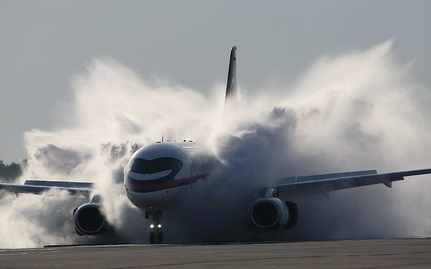 sukhoi, superjet, 100, aircraft, smoke, Planes Ultra HD wallpaper