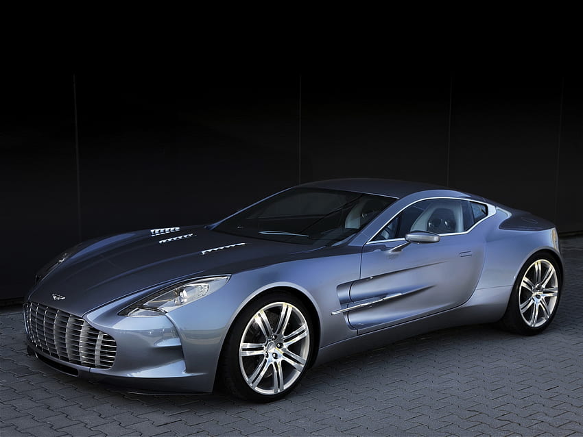 กีฬา อัตโนมัติ Aston Martin รถยนต์ มุมมองด้านข้าง Blue Metallic ปี 2009 One-77 วอลล์เปเปอร์ HD