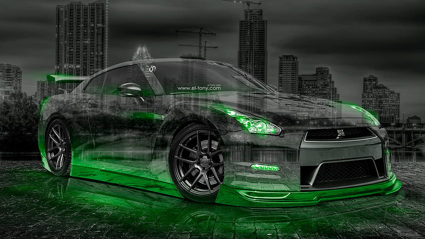 Nissan GTR R35 JDM Kristal Şehir Arabası 2015 el Tony, Yeşil GTR HD duvar kağıdı
