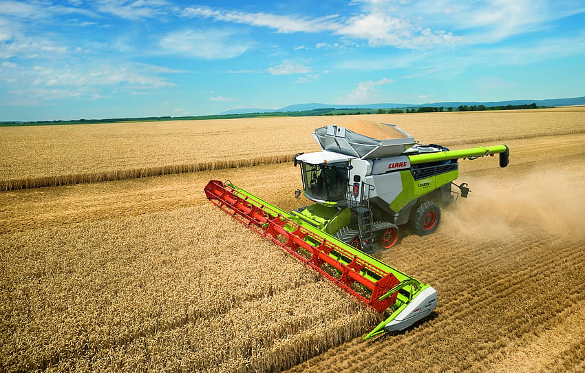 field, the sky, work, grain, cleaning, hay, cabin, caterpillar, harvester, Claas, agricultural machinery, Claas Lexion 8700, Reaper, Lexion - for , section другая техника HD wallpaper