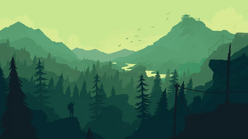 Firewatch, Landscape, Forest, Minimalistic HD wallpaper
