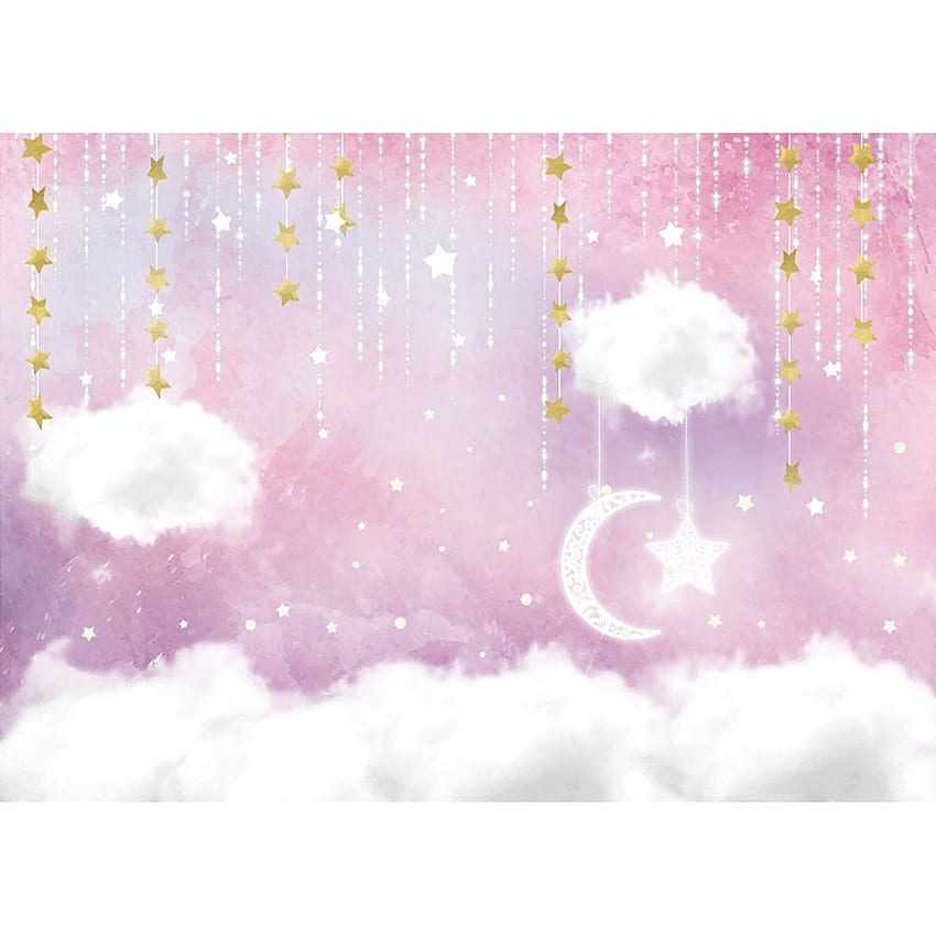 Funnytree background graphy wonderland cloud decoration princess pink pastel golden stars glitter call backdrop . Background. - AliExpress HD phone wallpaper