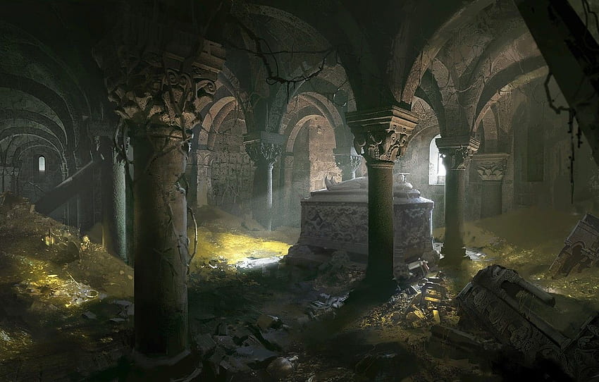 zamek ruiny skarby mumia grób łuk dla sekcji фантастика Tapeta HD