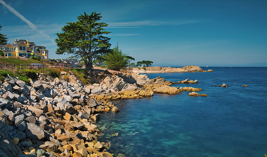 California USA Monterey Bay Ocean, Stone Ocean HD wallpaper