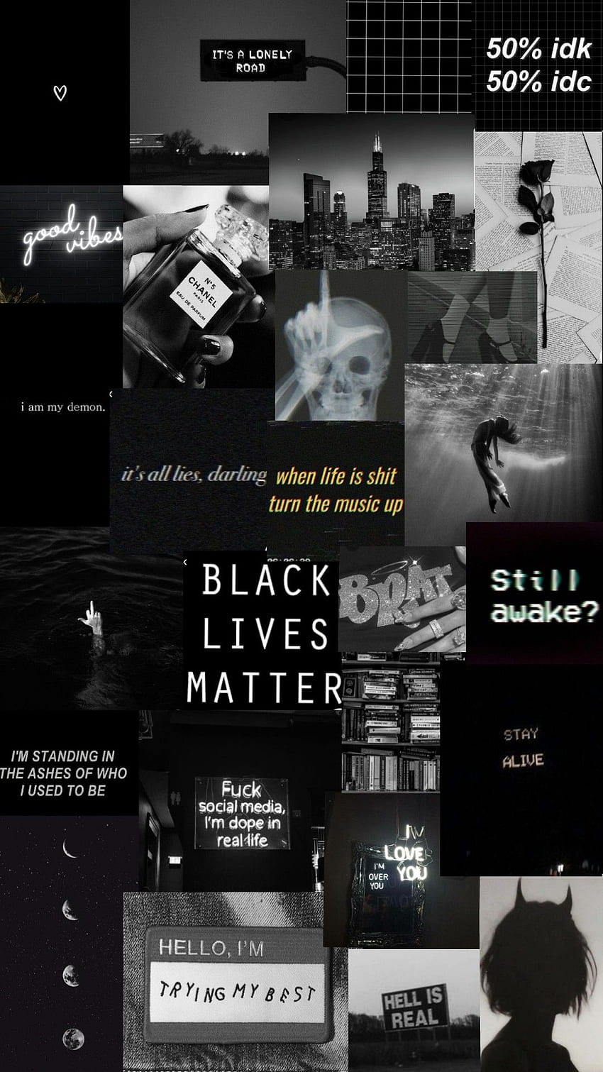Negro. Collage oscuro de tumblr. Estética negra , Estética , Lindo negro fondo de pantalla del teléfono