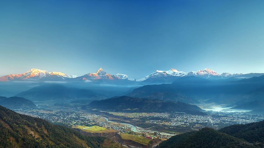 Sarangkot Sunrise, Покхара, Непал . Широка HD тапет
