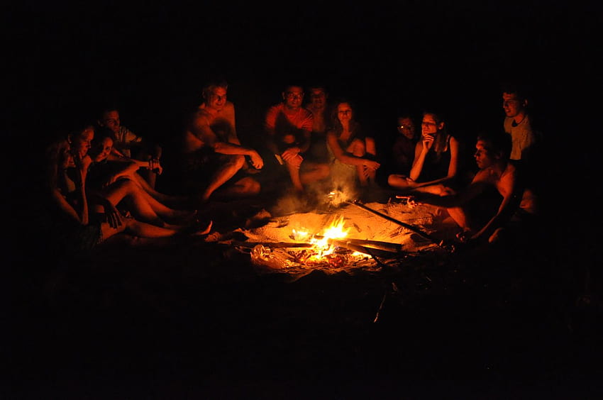 Fellowship, night, campfire, gathering HD wallpaper