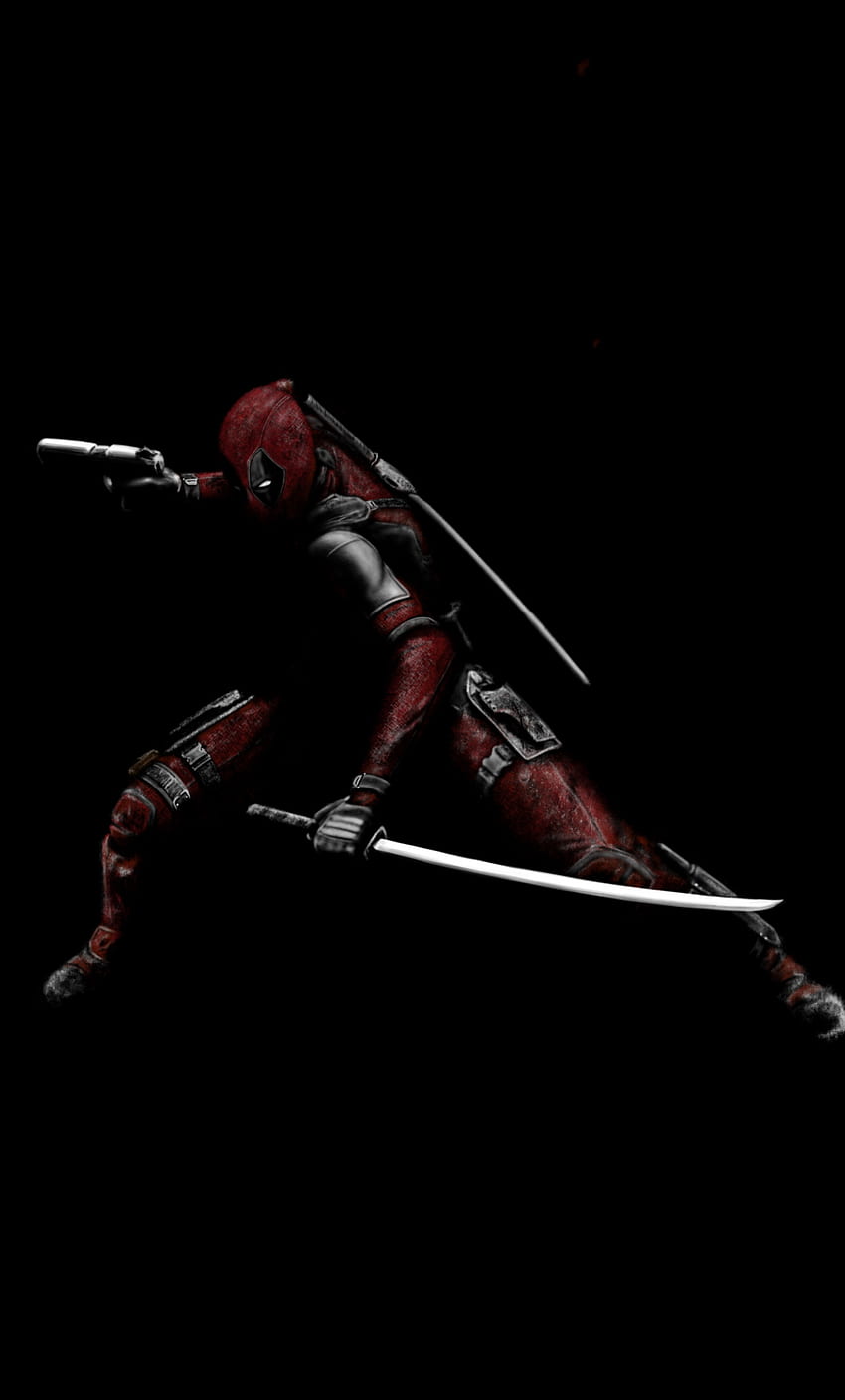 Deadpool with swords, minimal, superhero, dark, art , , iPhone 6 Plus HD phone wallpaper
