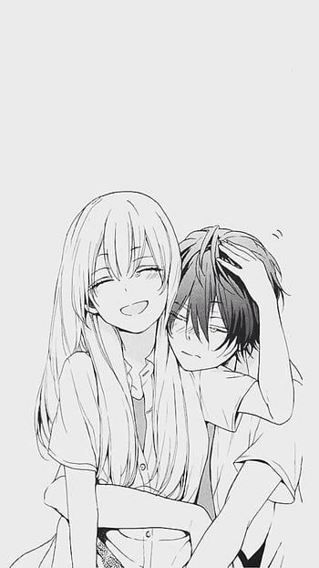 Anime Couple  Black And White  Love Theme Wallpaper Download  MobCup