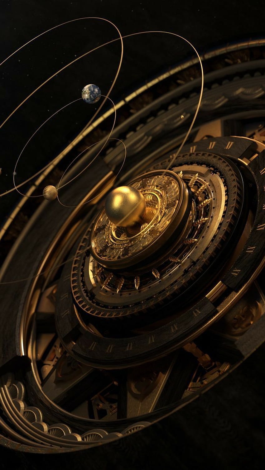 GoldTime Machine สำหรับ iPhone X นาฬิกา กราฟิก ศิลปะ วอลล์เปเปอร์โทรศัพท์ HD