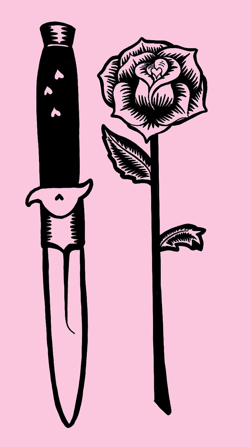 Pink Knife and Rose Tattoo Phone - Digital, 90s Grunge Aesthetic HD phone wallpaper