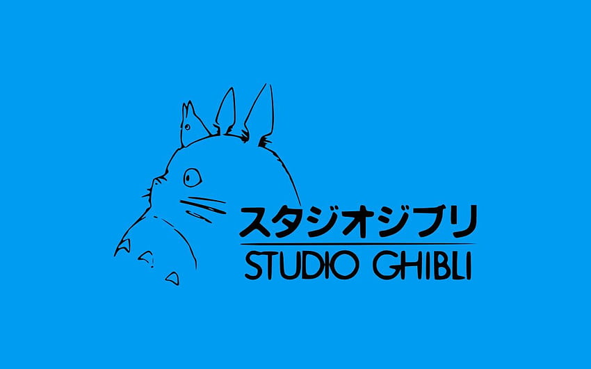 anime, Studio Ghibli, blue background, minimalism, simple, Minimalist Totoro HD wallpaper