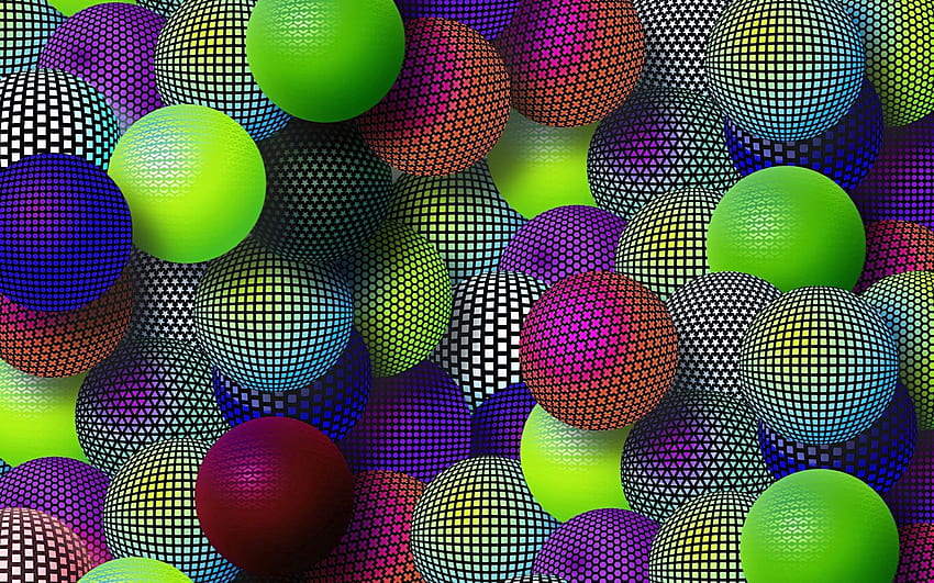Multicolored, Motley, 3D, Grid, Balls, Lots Of, Multitude, Diversity, Variety HD wallpaper
