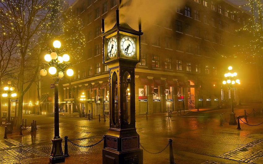 For Background: Vancouver Gastown Clock HD wallpaper