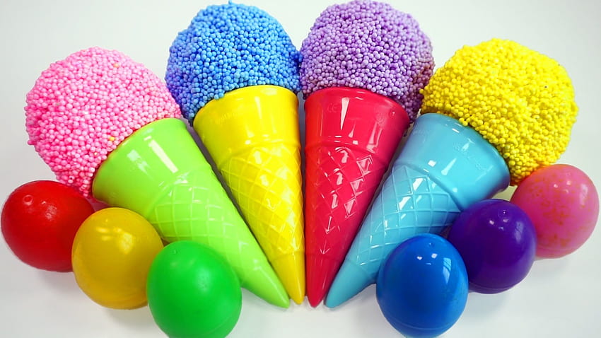 Learn Colors Play Foam Ice Cream Cone Surprise Toys Minions Pooh, Colorful Ice Cream HD wallpaper