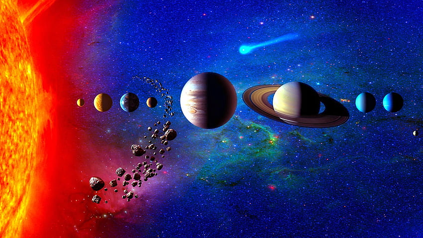 Слънчева система, планетарна система, космическо изкуство, планети, вселена • За вас за & Mobile HD тапет