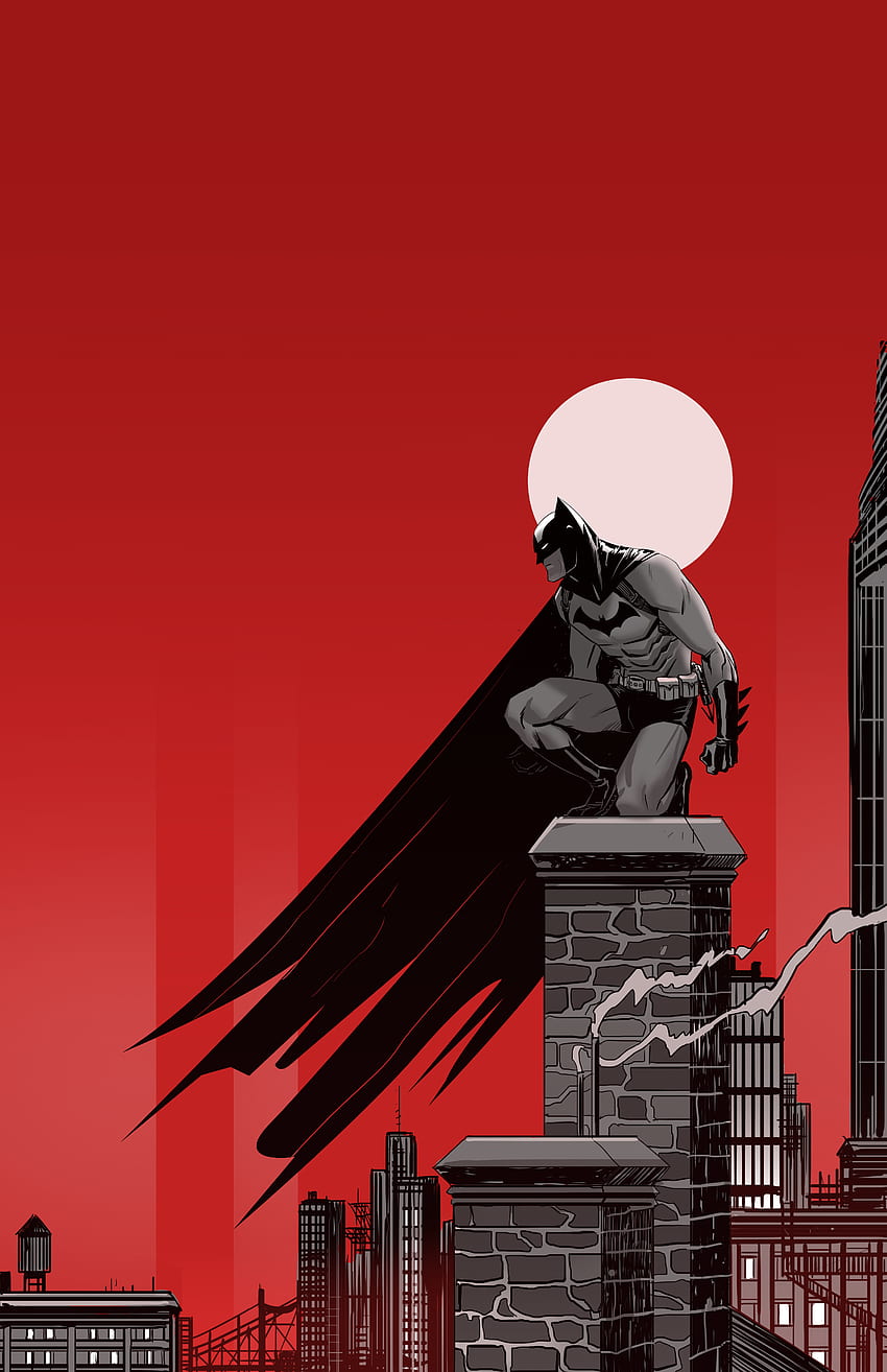 Batman ve Gotham, minimal, sanat eseri HD telefon duvar kağıdı