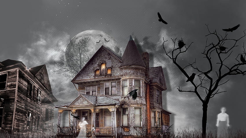 Casa stregata di Halloween fantasma, casa stregata spaventosa Sfondo HD