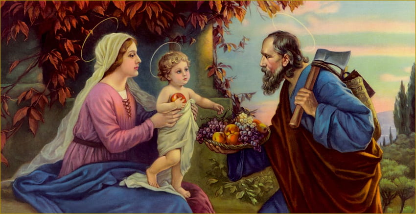 KATHOLISCHE TRADITION: ST. JOSEPH, Heilige Familie HD-Hintergrundbild