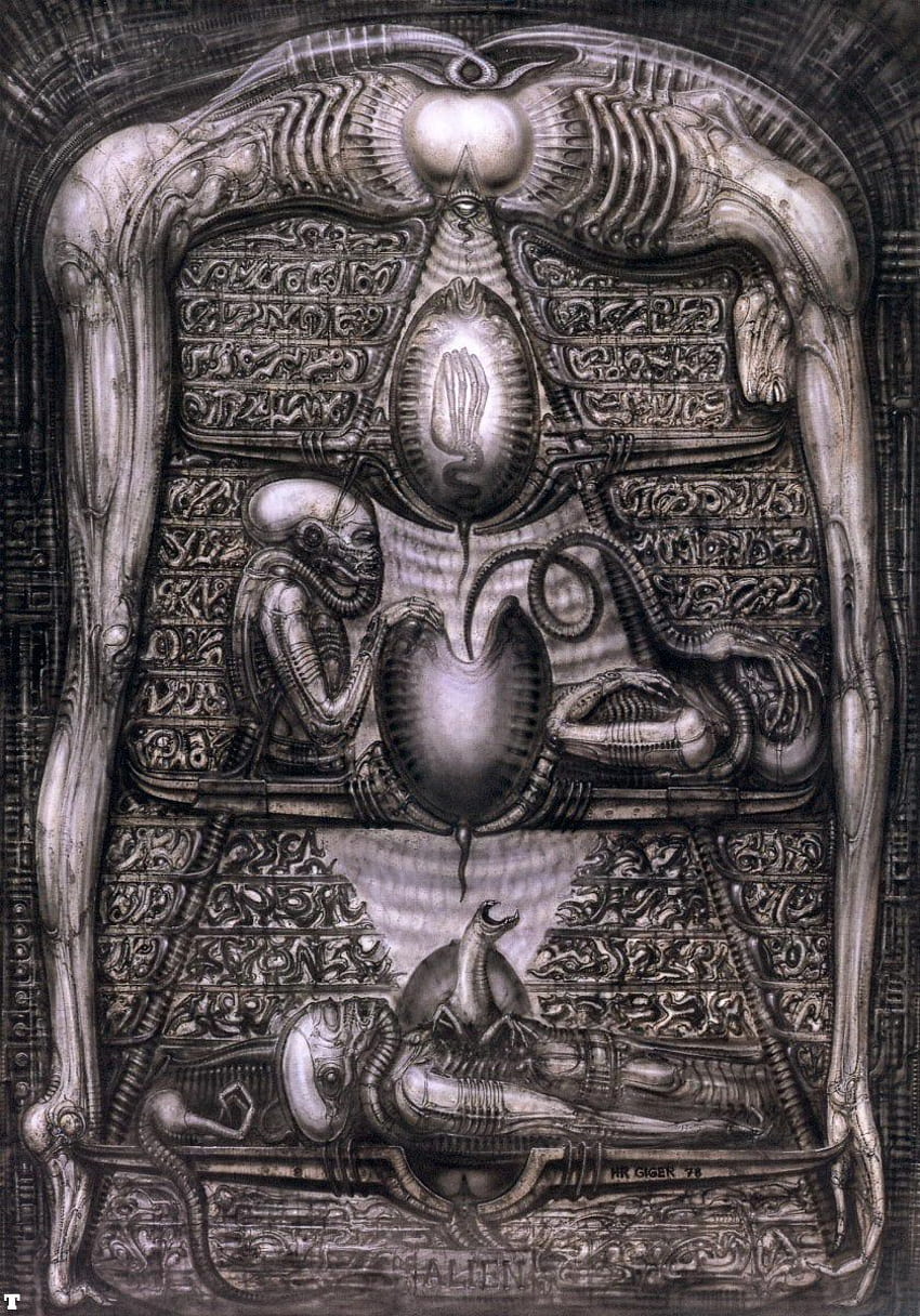 Hiéroglyphes extraterrestres par H.R. Giger, Hr Giger Fond d'écran de téléphone HD