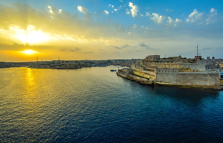Sunrise, Nature, Rise, Malta, Harbor, Valetta, Valletta HD wallpaper