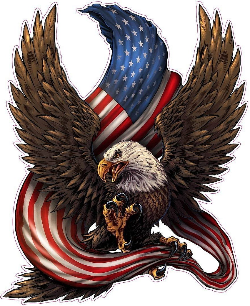 La decalcomania della decorazione della parete della bandiera americana dell'aquila calva americana X Large misura 24,0 pollici dagli Stati Uniti Sfondo del telefono HD