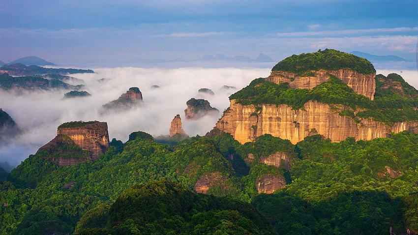 Weltnaturerbe, Danxia-Berg, China-Landschaft HD-Hintergrundbild