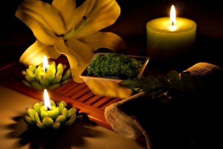 A CANDLE STILL LIFE, still life, leaves, candle, light, flowers, candle light, vintage, dark HD wallpaper