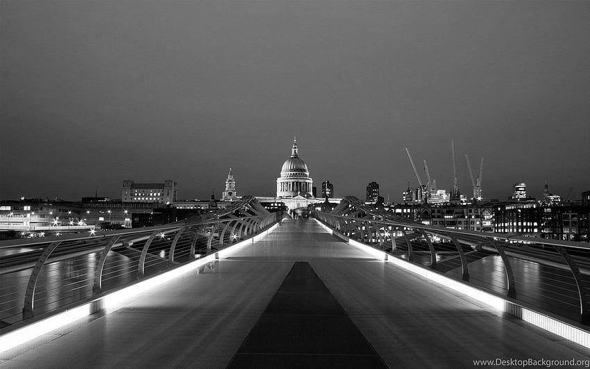 Travel & World Black And White Millennium Bridge London . Background HD wallpaper