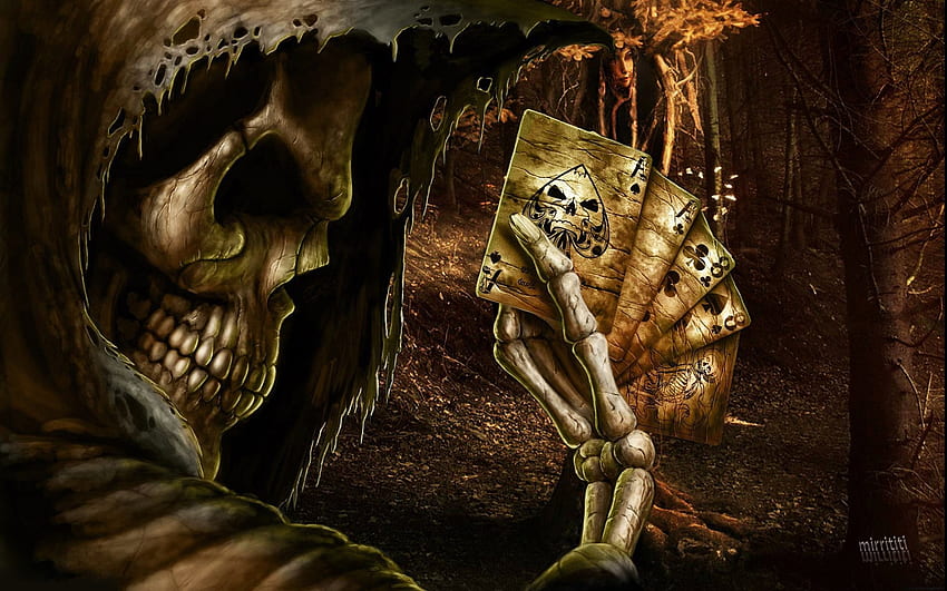 Dark Grim Reaper horreur squelettes crâne effrayant cartes jeux poker as pique f | | 55426 | EN HAUT Fond d'écran HD