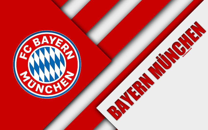 Fc Bayern Munich, Material Design, White Red Abstraction - Logo Of Bayern Munich fondo de pantalla