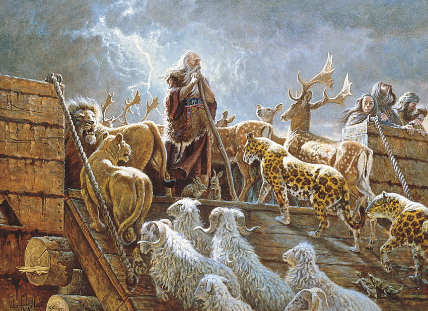 Noah und die Arche mit Tieren (Der Herr erfüllt alle seine Worte), Arche Noah HD-Hintergrundbild