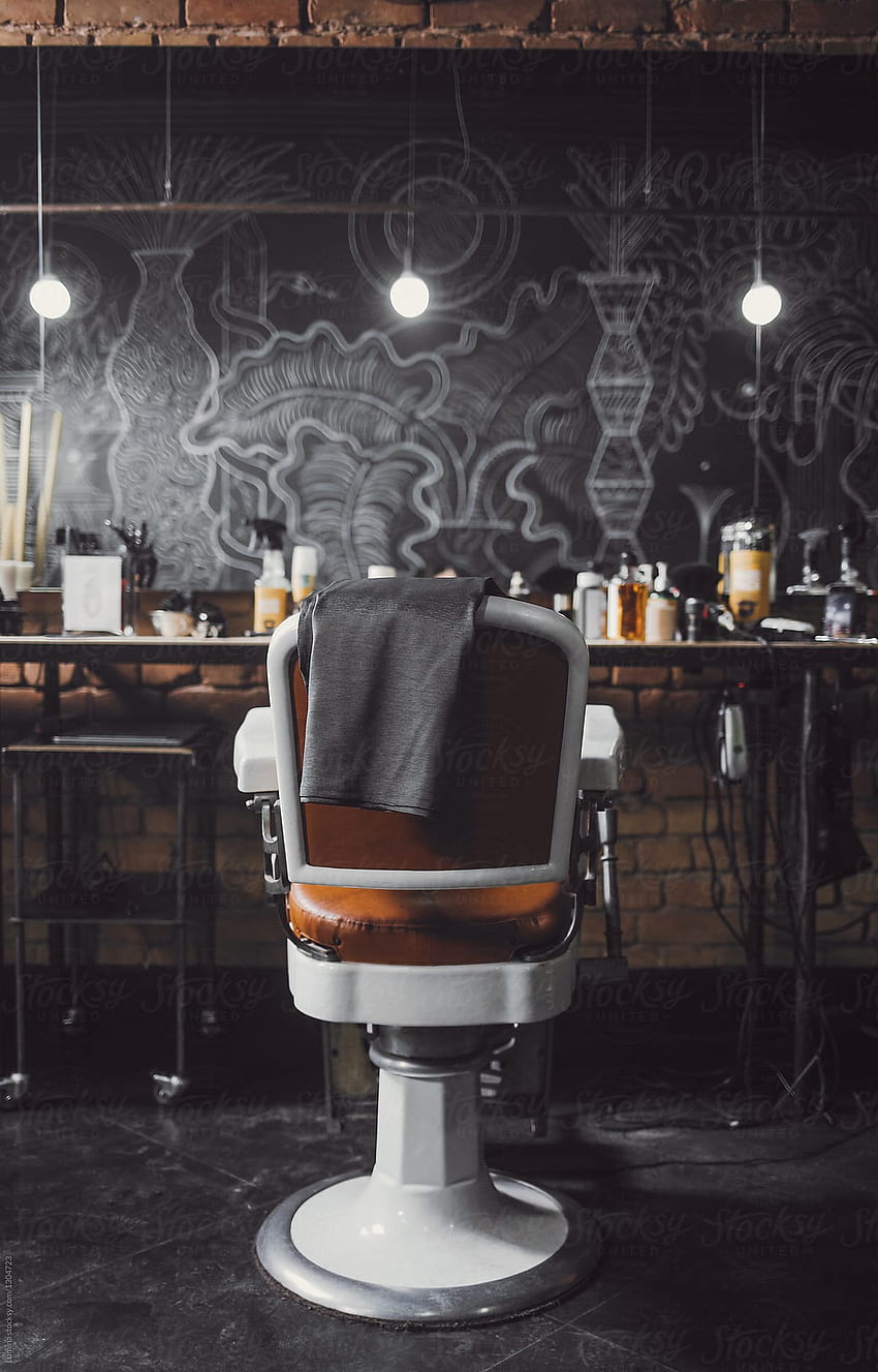 silla en vintage barbería, silla de peluquero fondo de pantalla del teléfono