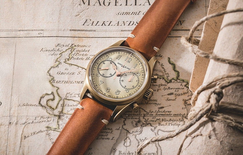 perunggu, Blanc, Montblanc, jam tangan antik, 1858 Kronograf Otomatis Perunggu untuk , bagian стиль Wallpaper HD