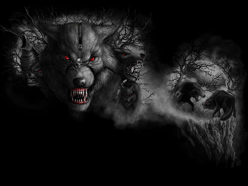 Dark Evil, Evil Wolf HD wallpaper