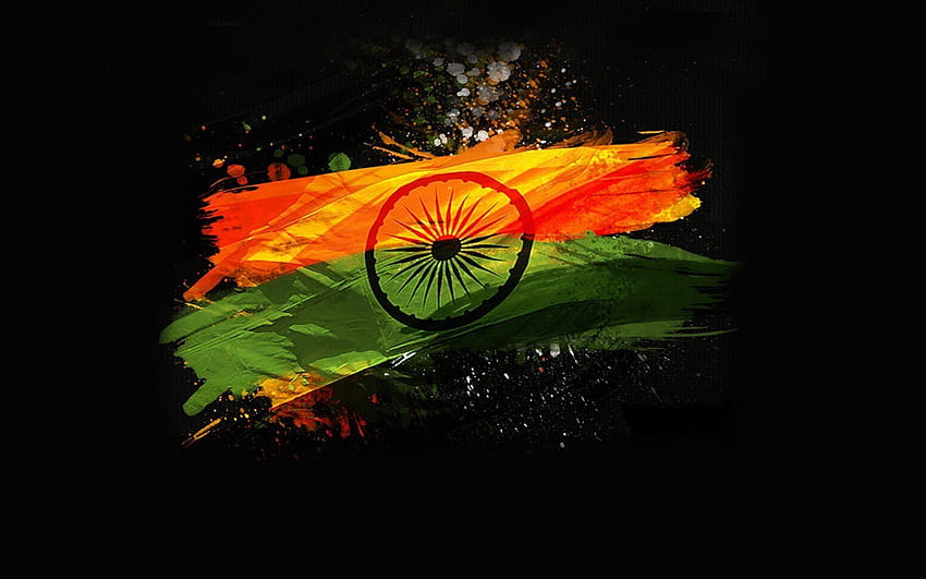 Latar Belakang Hitam Bendera India Wallpaper HD