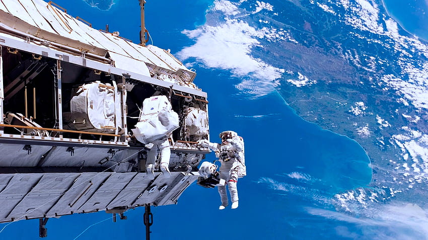 Astronauten, Auspacken, Satellit, Basis, Weltraum, Shuttle, Himmel, Erde, Technologie, Nasa / und mobiler Hintergrund, Erdtechnologie HD-Hintergrundbild