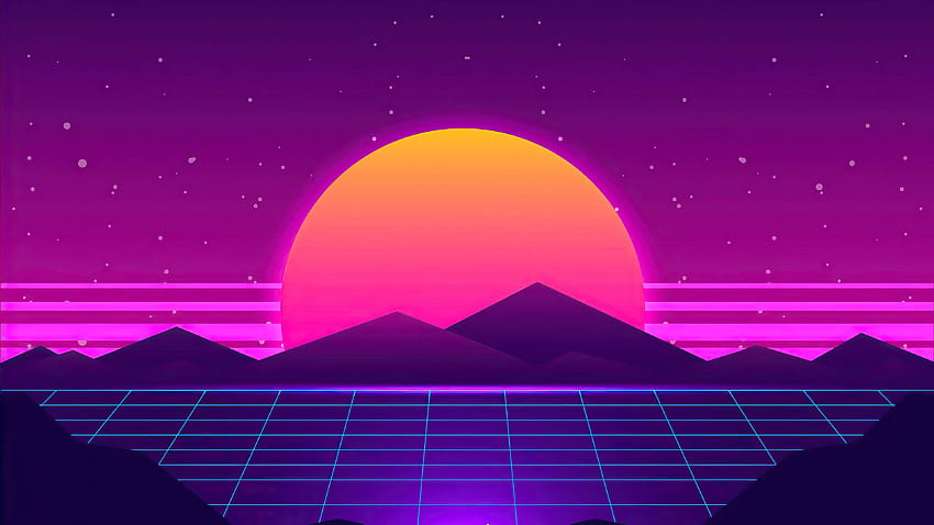 Synthwave Sun Mountains、アーティスト、、、背景、および、Synthwave Computer 高画質の壁紙