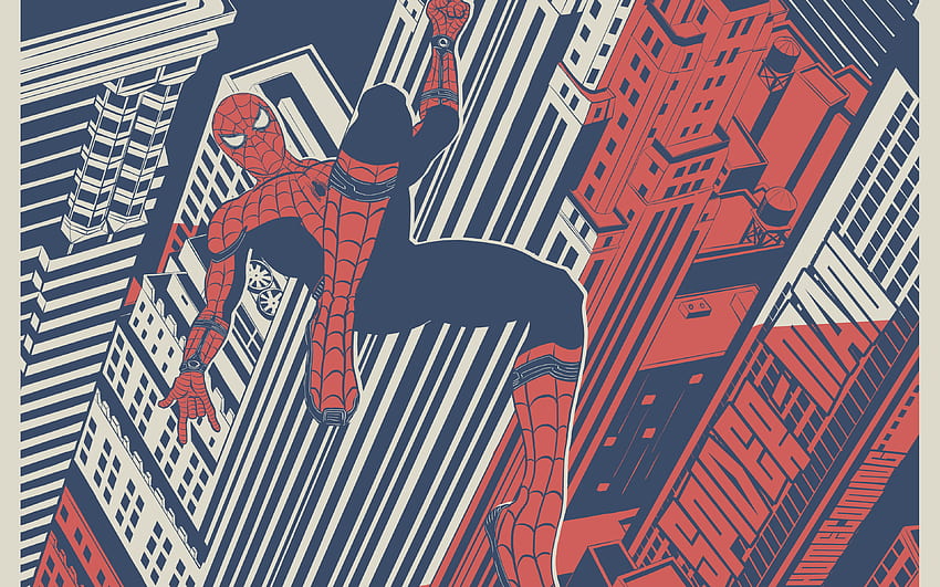 Spider-Man, arte impreso, superhéroe, Spider man, paisaje urbano, personaje de Spider-Man fondo de pantalla