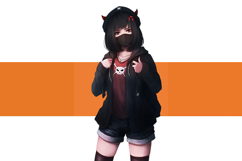 Diabo, chifres, urbano, anime girl papel de parede HD