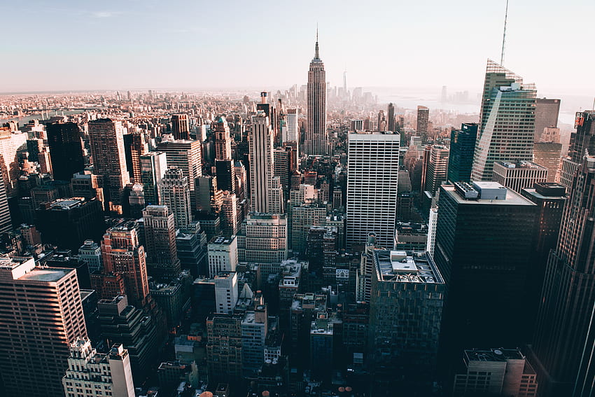 都市, アメリカ合衆国, 上からの眺め, 超高層ビル, アメリカ合衆国、ニューヨーク 高画質の壁紙